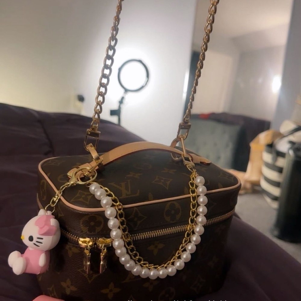 Louis Vuitton Brown and Gold Cosmetic Bag with Monogram Canvas